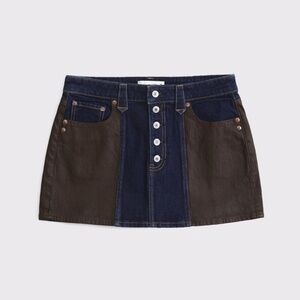 Abercrombie x Kemo Sabe Curve Love Mixed Fabric Denim Mini Skirt 29 NWT